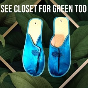 Silky Blue Slippers